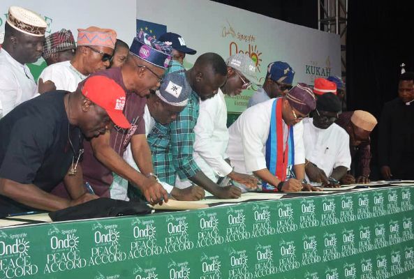 Ondo Election: Political Parties Sign Peace Accord
