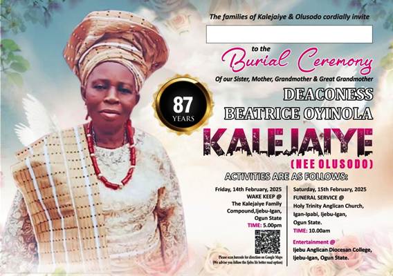 Families Plan Big To Celebrate Late Matriarch, Beatrice Oyinola Kalejaiye Families Plan Big To Celebrate Late Matriarch, Beatrice Oyinola Kalejaiye