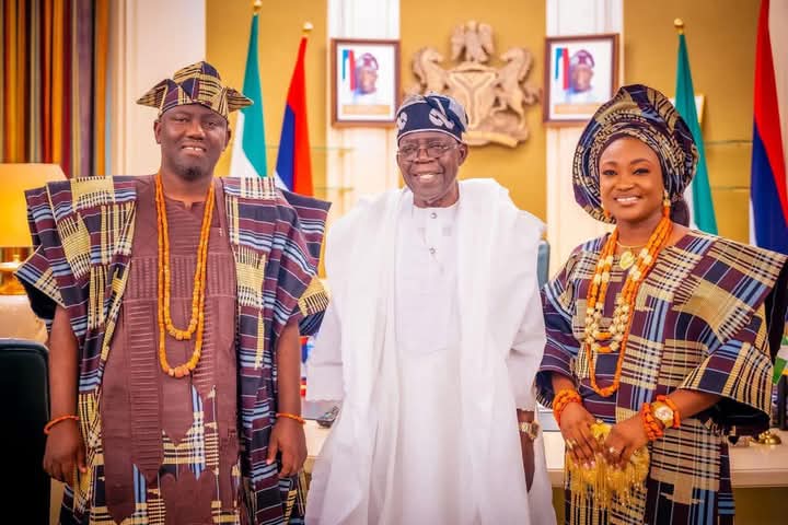 Photos As Tinubu Receives Alaafin, Wife In Aso Rock