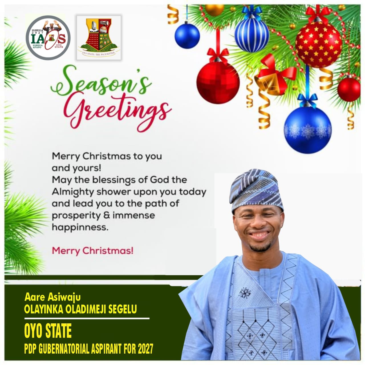 Christmas: Segelu Felicitates Christians, Urges Love, Unity Christmas: Segelu Felicitates Christians, Urges Love, Unity