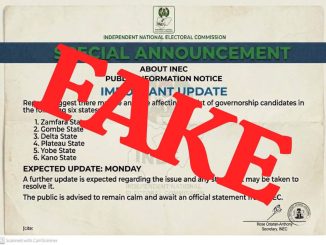 INEC Fake Governorship Candidates Announcement